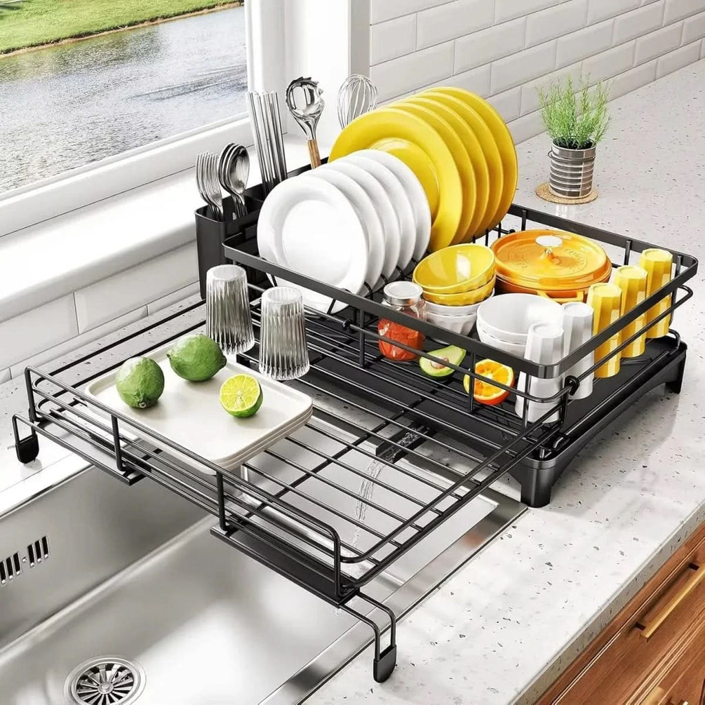Expandable Dish Drying Rack with Integrated Drip Tray and Over the Sink Extension - Image 5