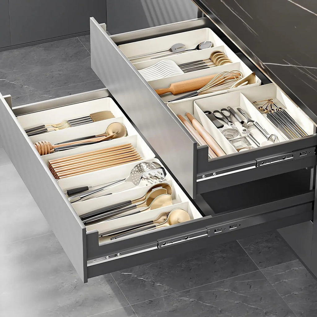 Expandable Drawer Organizer with Adjustable Compartments for Kitchen Utensils - Image 1