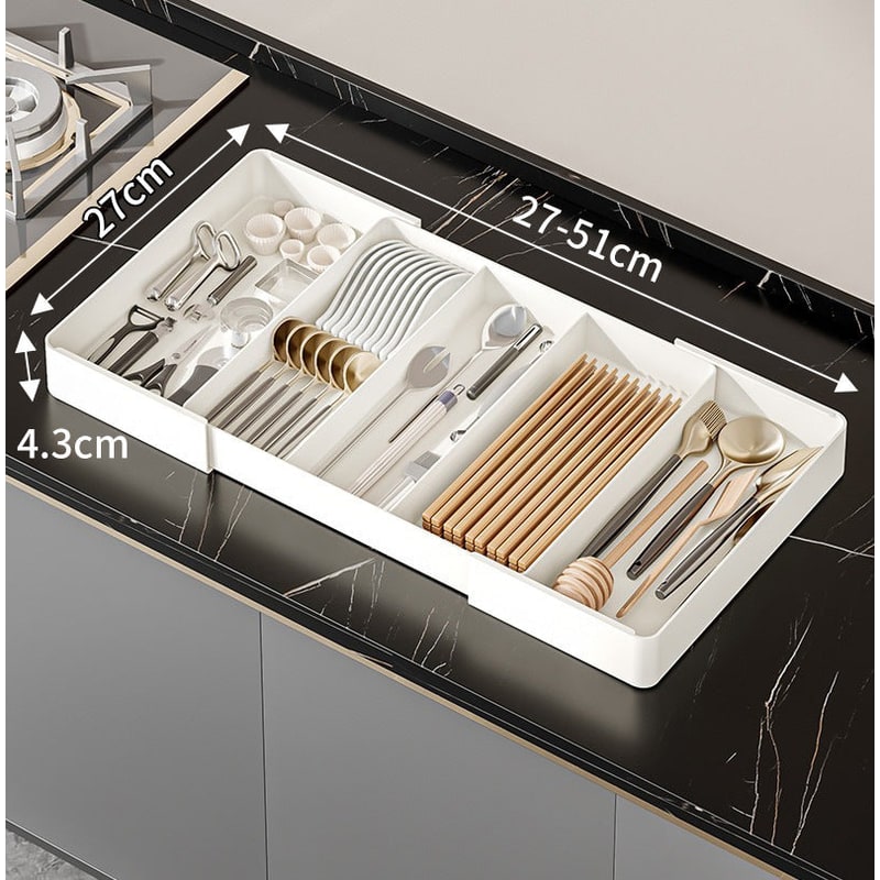 Expandable Drawer Organizer with Adjustable Compartments for Kitchen Utensils - Image 2