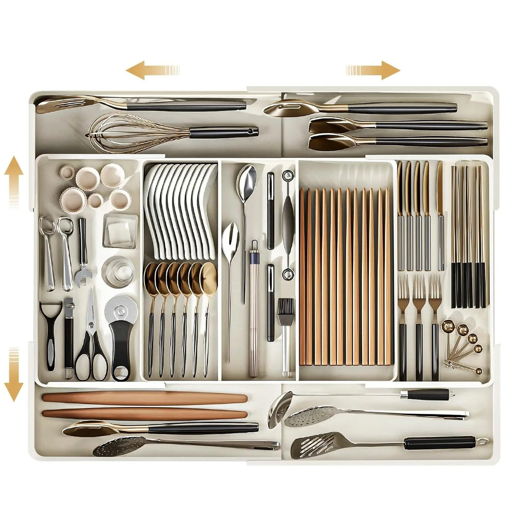 Expandable Drawer Organizer with Adjustable Compartments for Kitchen Utensils - Image 5