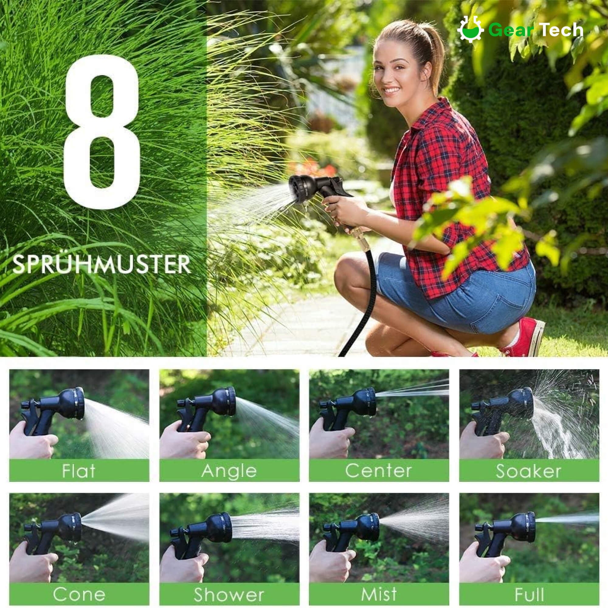 Expandable Expanding Garden Hose with 8-Pattern Spray Nozzle Brass Fittings and Anti-Kink Design - Image 11