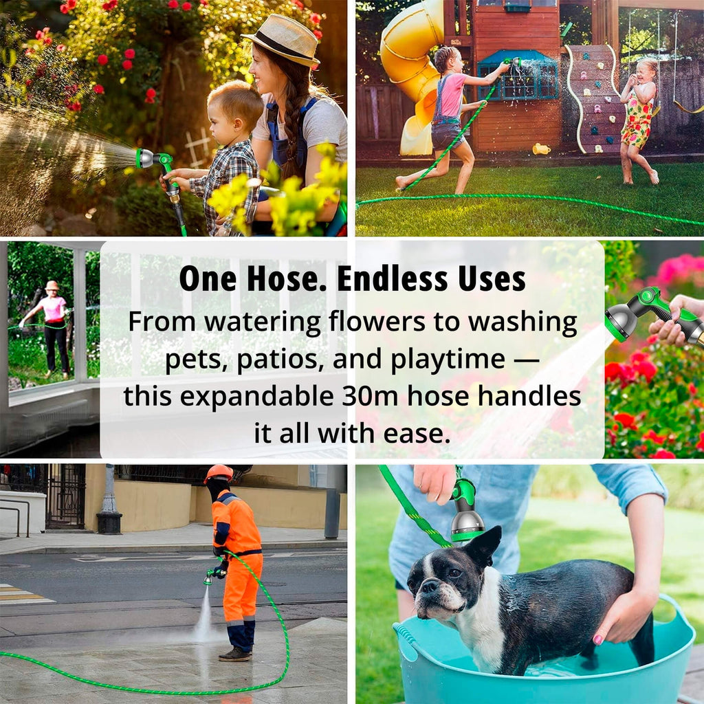 Expandable Expanding Garden Hose with 8-Pattern Spray Nozzle Brass Fittings and Anti-Kink Design - Image 12