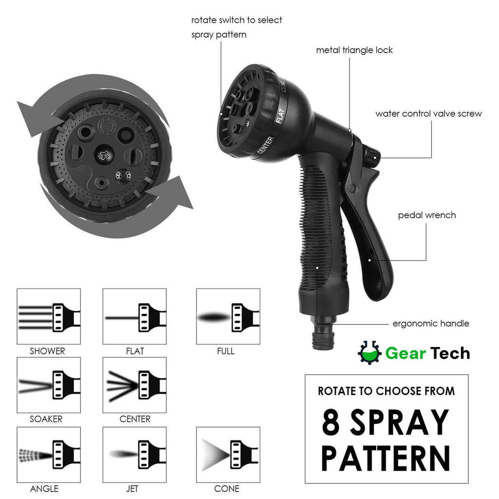 Expandable Expanding Garden Hose with 8-Pattern Spray Nozzle Brass Fittings and Anti-Kink Design - Image 5