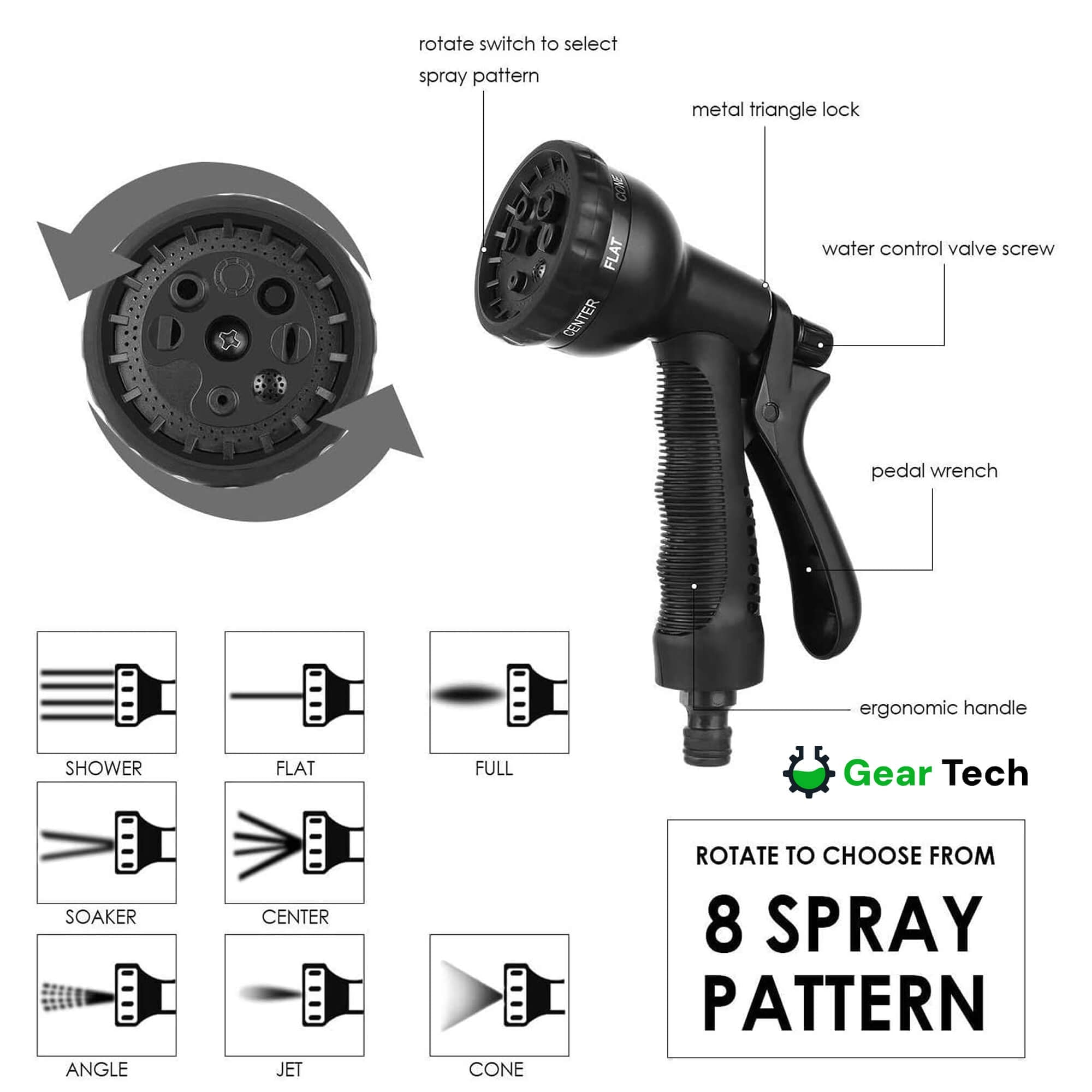 Expandable Expanding Garden Hose with 8-Pattern Spray Nozzle Brass Fittings and Anti-Kink Design - Image 5