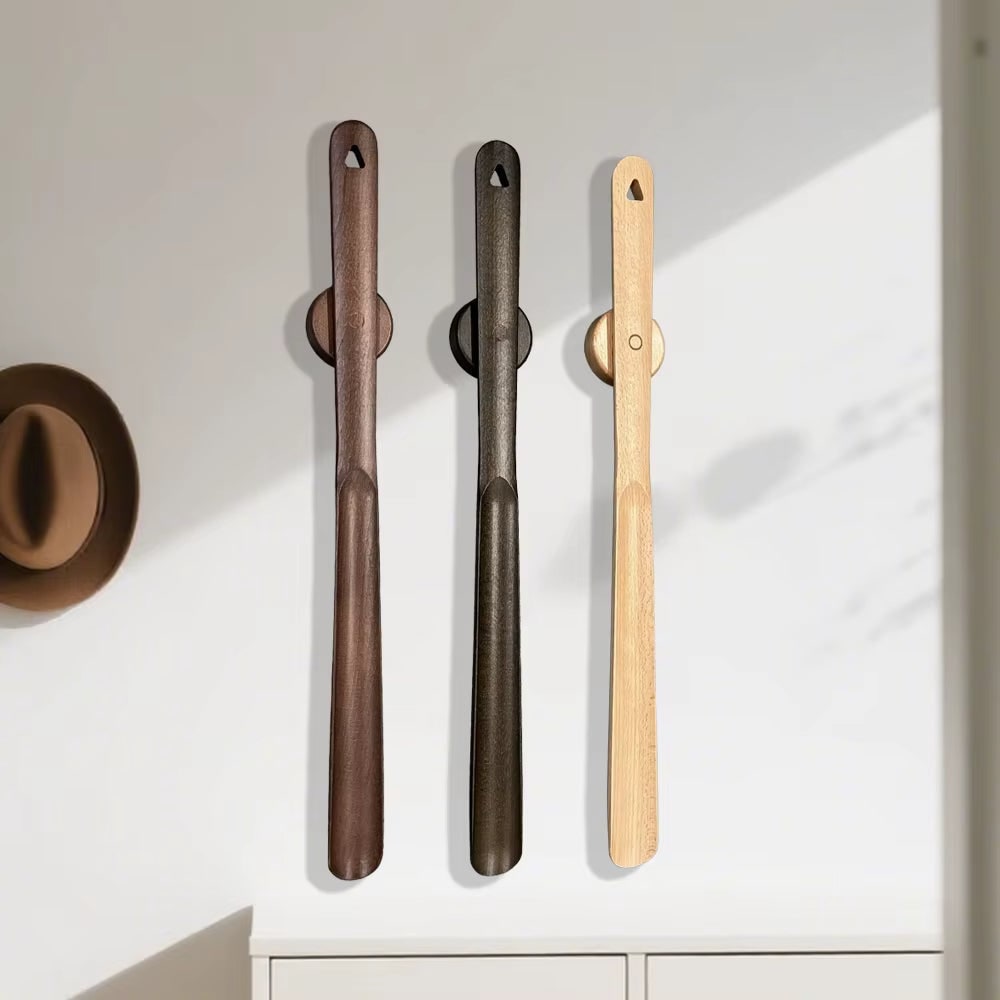 Extra Long Shoe Horn Wooden Handle Magnetic Wall Mount Standing Handled - Image 2