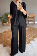 Natalie | Women's Chiffon Two-Piece Wide-Leg Ensemble