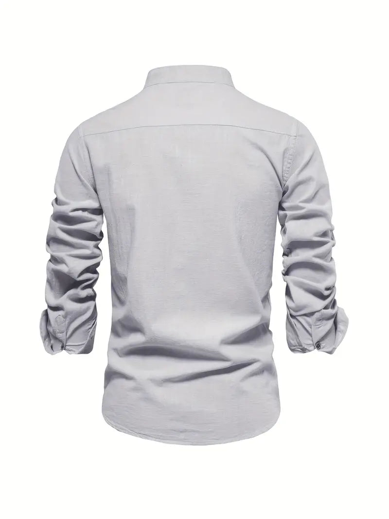 Men’s Button-Up Linen-Style Shirt for Summer Wear – Lightweight Casual Shirt for Holidays, Work and Everyday Outfits