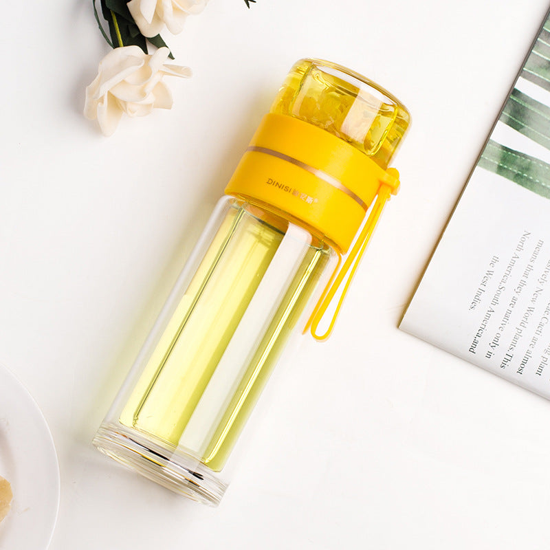 Double-Walled Water Bottle with Integrated Tea Infuser – Insulated Reusable Bottle for Hot and Cold Drinks at Home, Work or Travel