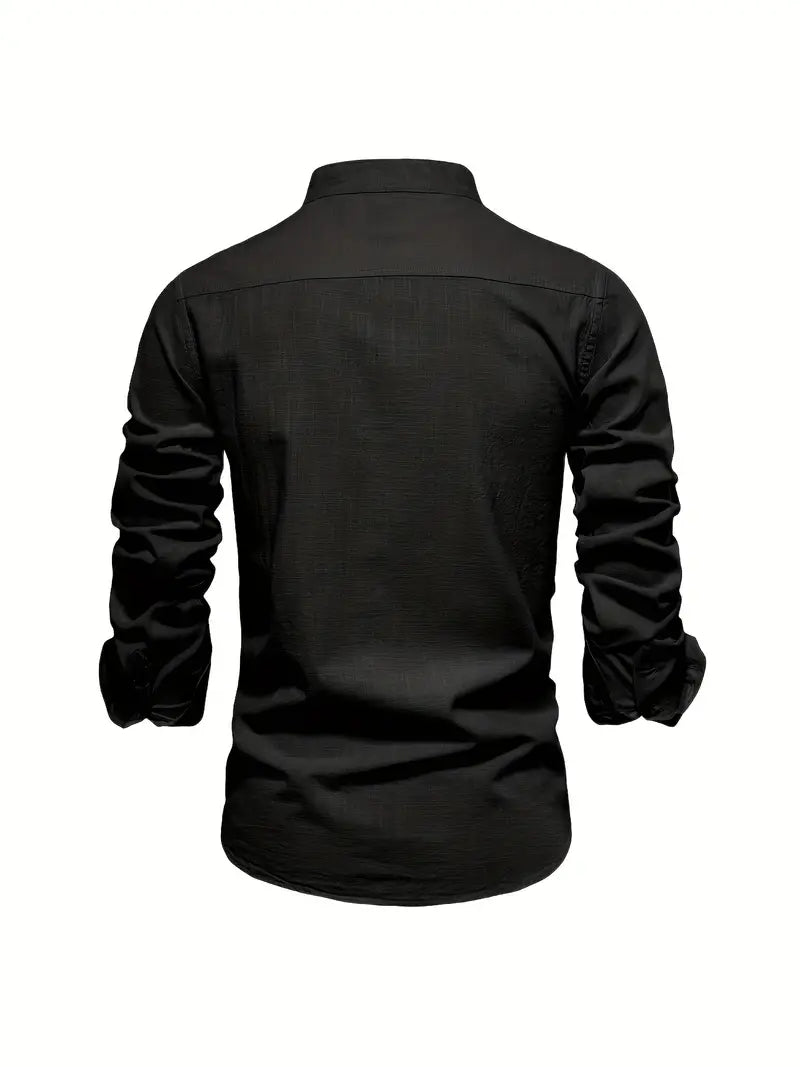 Men’s Button-Up Linen-Style Shirt for Summer Wear – Lightweight Casual Shirt for Holidays, Work and Everyday Outfits
