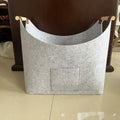 Felt Firewood Storage Basket with Wooden Handles and Leather Straps - Image 2