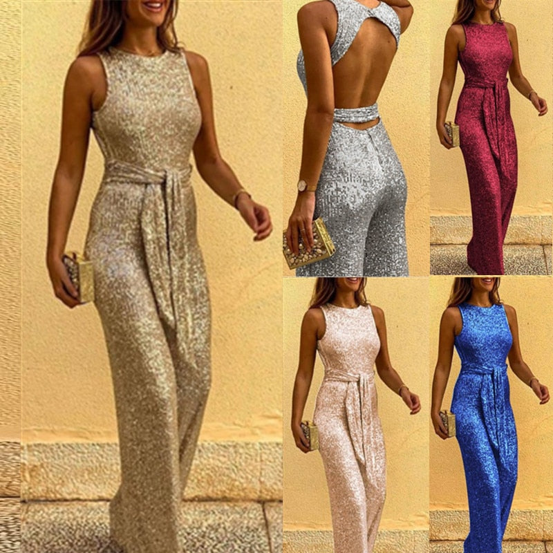 Liora Voss. – Women’s Glitter Jumpsuit for Parties & Special Occasions