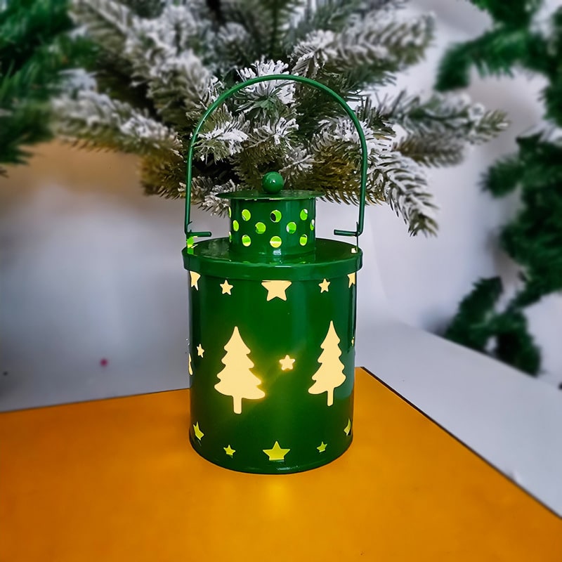 Festive Christmas Lantern with LED Light and Metal Cutout Design Outdoor Wall - Image 5