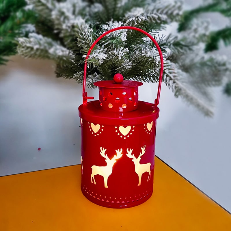 Festive Christmas Lantern with LED Light and Metal Cutout Design Outdoor Wall - Image 6
