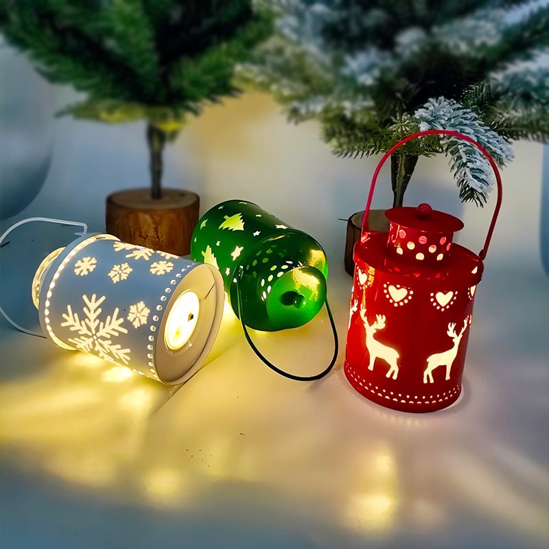 Festive Christmas Lantern with LED Light and Metal Cutout Design Outdoor Wall - Image 7