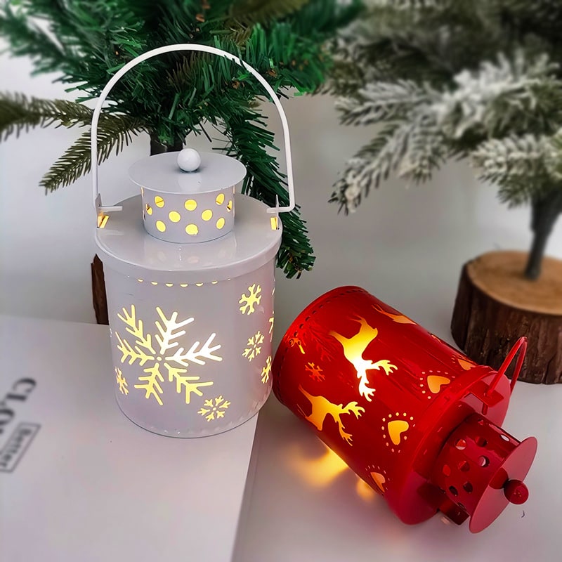 Festive Christmas Lantern with LED Light and Metal Cutout Design Outdoor Wall - Image 8