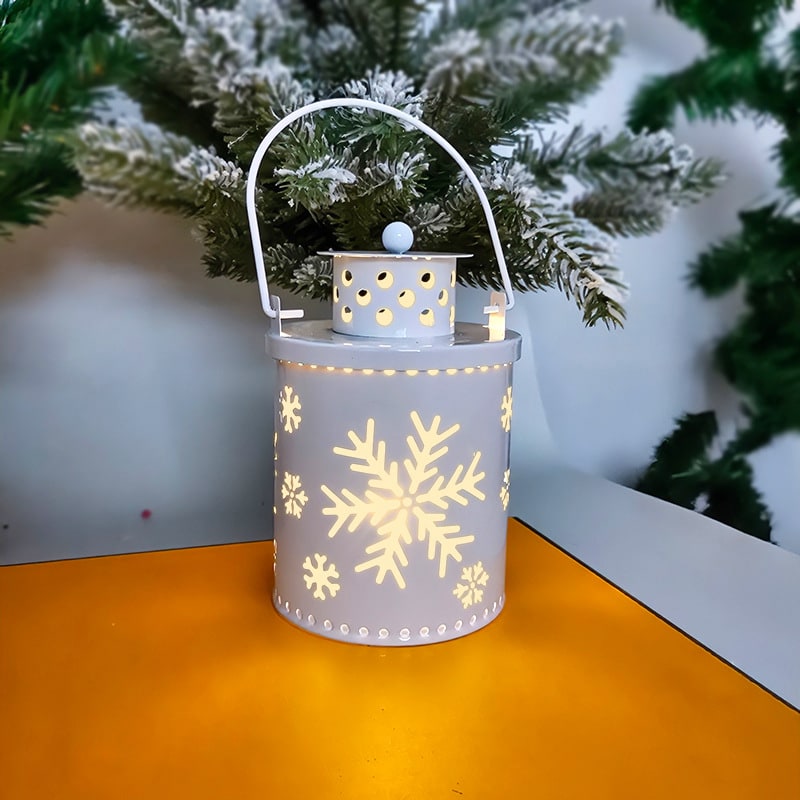 Festive Christmas Lantern with LED Light and Metal Cutout Design Outdoor Wall - Image 9