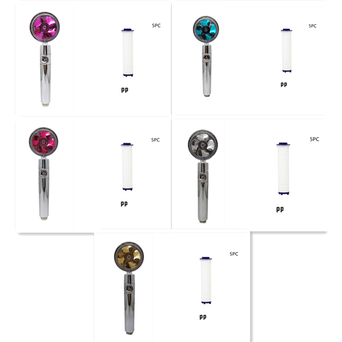 Filtered Shower Head with High Pressure Water Filtration and Rotating Propeller Fan Handheld - Image 1
