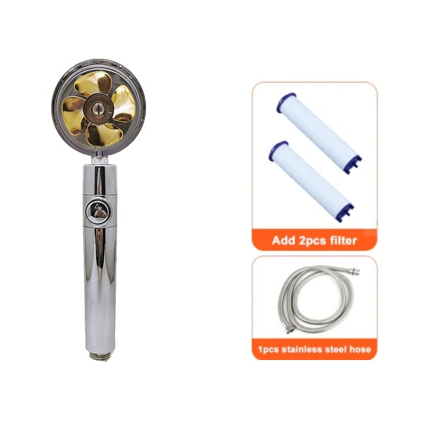 Filtered Shower Head with High Pressure Water Filtration and Rotating Propeller Fan Handheld - Image 23