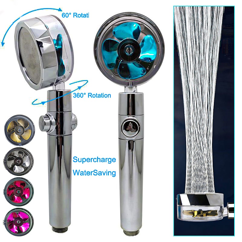 Filtered Shower Head with High Pressure Water Filtration and Rotating Propeller Fan Handheld - Image 30