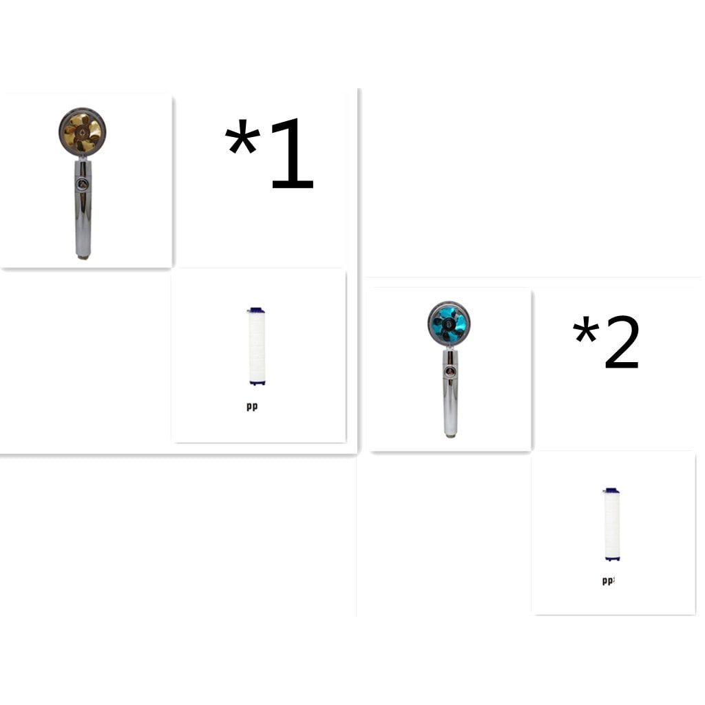 Filtered Shower Head with High Pressure Water Filtration and Rotating Propeller Fan Handheld - Image 37