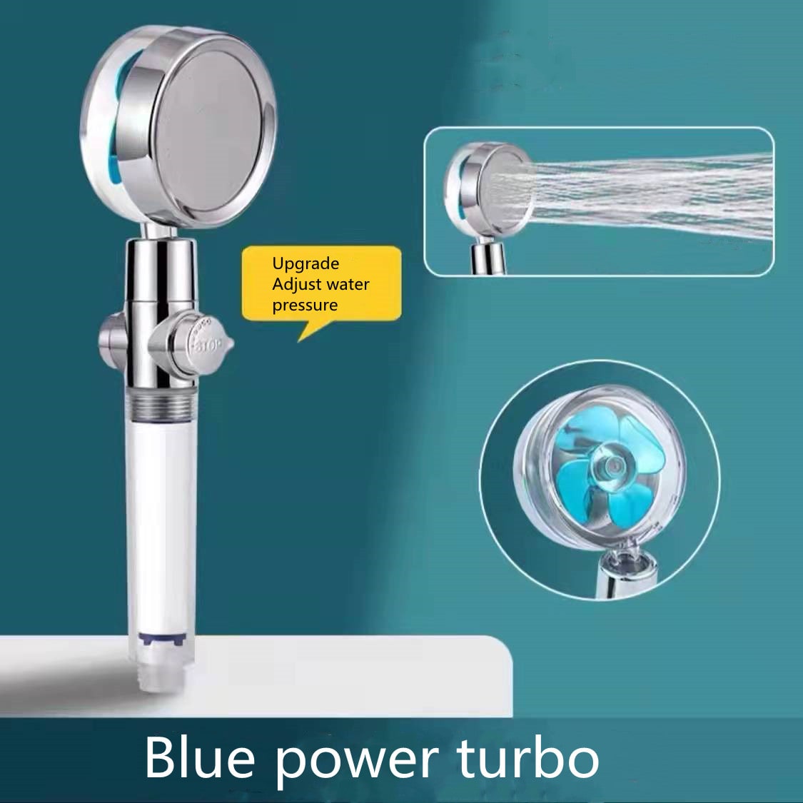 Filtered Shower Head with High Pressure Water Filtration and Rotating Propeller Fan Handheld - Image 3