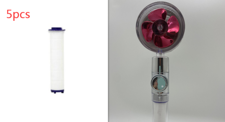 Filtered Shower Head with High Pressure Water Filtration and Rotating Propeller Fan Handheld - Image 47