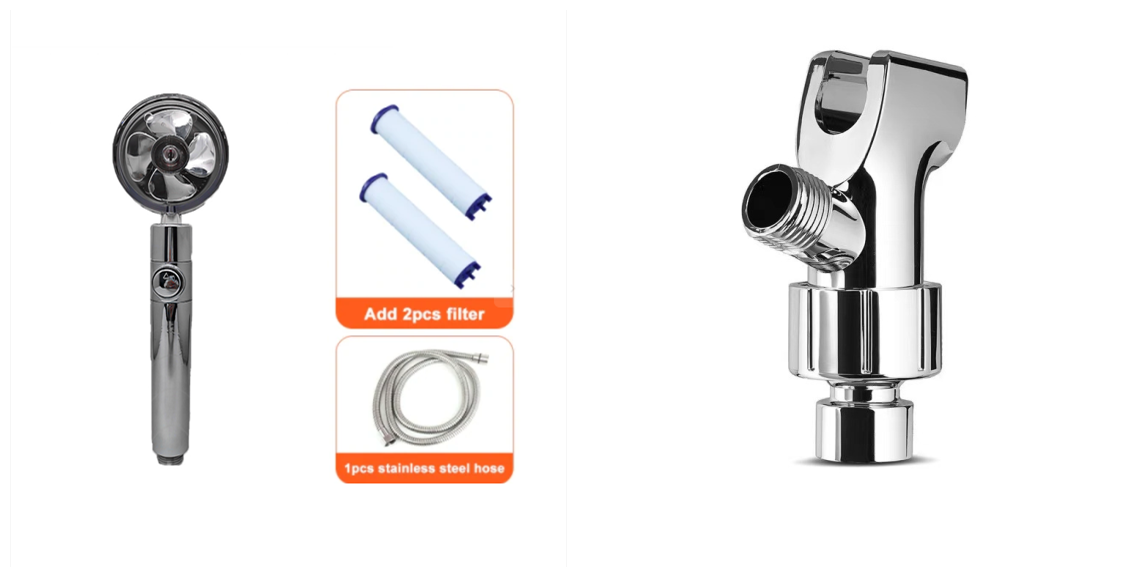 Filtered Shower Head with High Pressure Water Filtration and Rotating Propeller Fan Handheld - Image 54