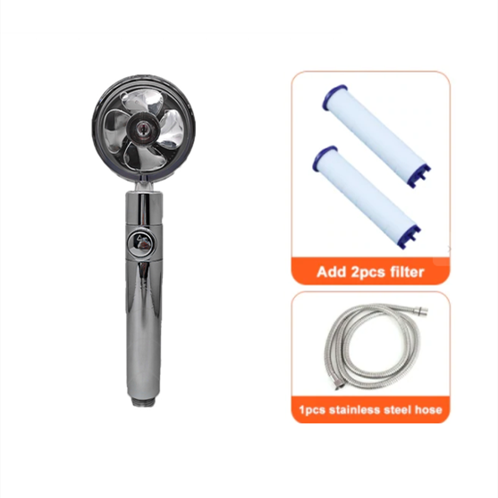 Filtered Shower Head with High Pressure Water Filtration and Rotating Propeller Fan Handheld - Image 55
