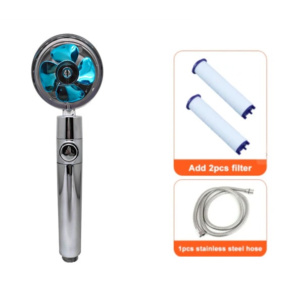 Filtered Shower Head with High Pressure Water Filtration and Rotating Propeller Fan Handheld - Image 84