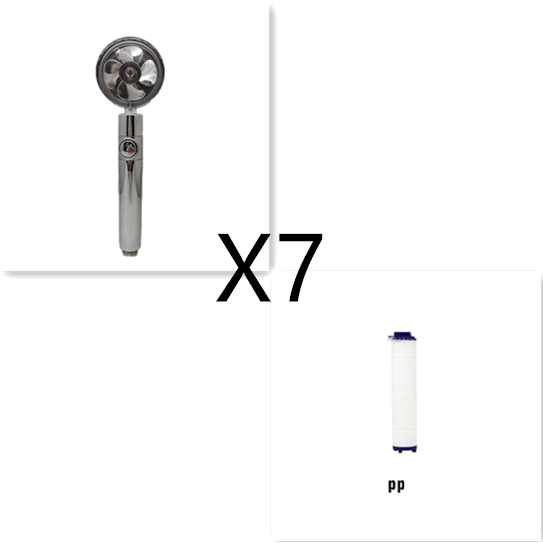 Filtered Shower Head with High Pressure Water Filtration and Rotating Propeller Fan Handheld - Image 95