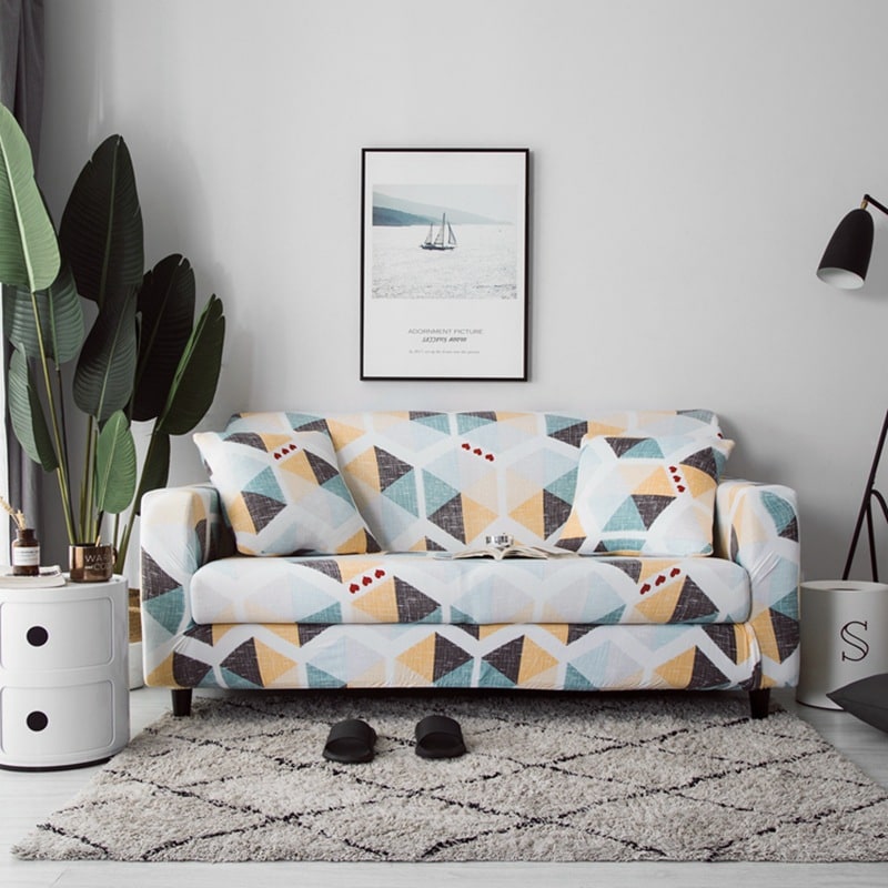 Fitted Stretch Sofa Slipcover for Three Seater with Elastic Printed Patterns Outdoor With Cover - Image 9