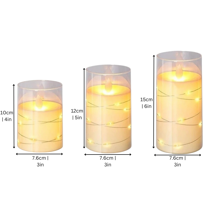 Flameless LED Pillar Candles Battery Operated Candlesticks with Glass Cylinder - Image 2