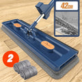 Flat Mop Microfiber Rotating Head Collapsible Bucket Stainless Steel Wringing Scraper - Image 1