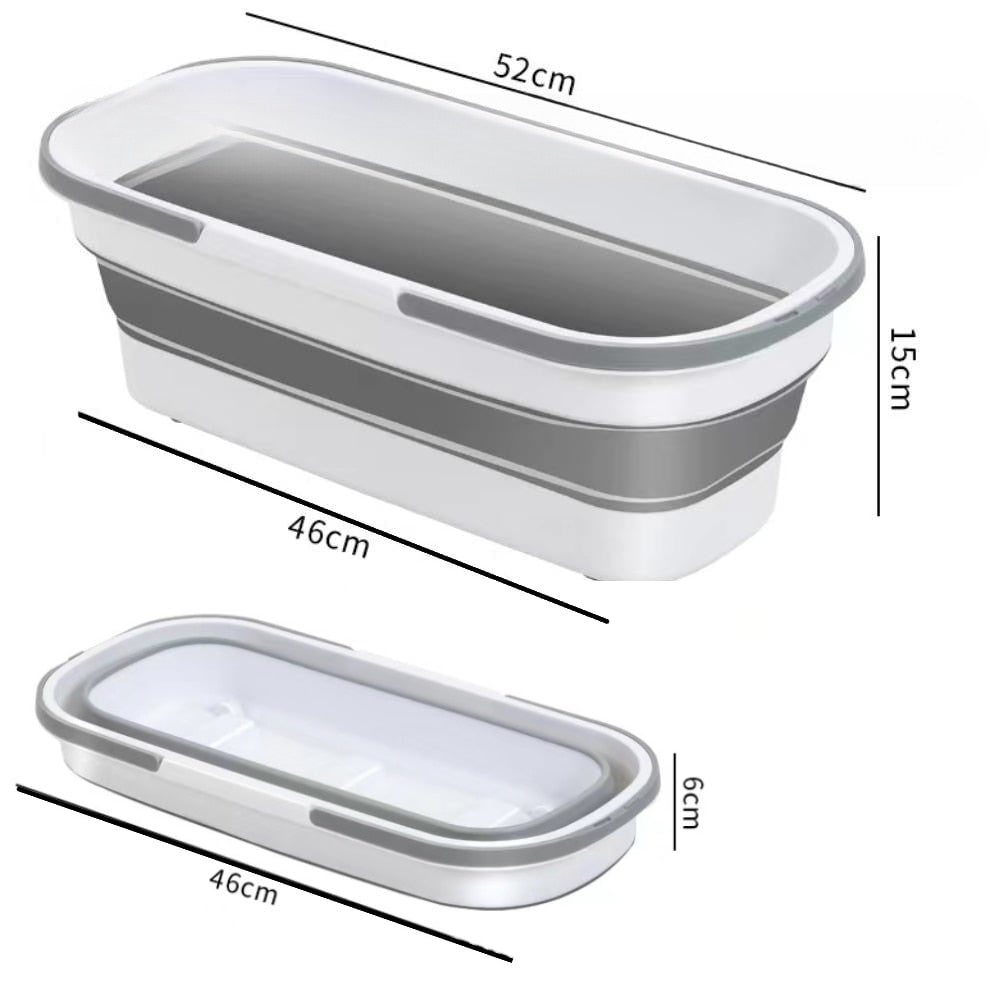 Flat Mop Microfiber Rotating Head Collapsible Bucket Stainless Steel Wringing Scraper - Image 3