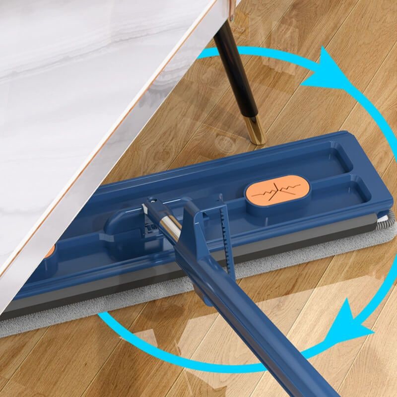 Flat Mop Microfiber Rotating Head Collapsible Bucket Stainless Steel Wringing Scraper - Image 5