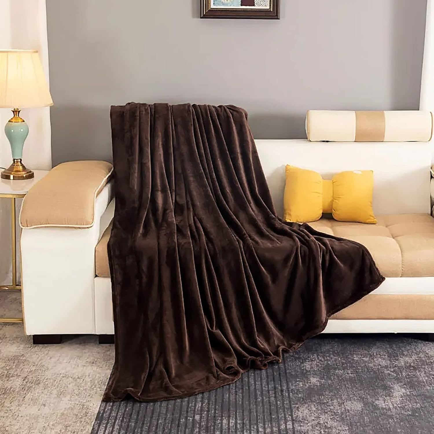 Fleece Throw Blanket with Faux Fur Plush Softness for Sofa and Bed Lightweight Cozy - Image 3
