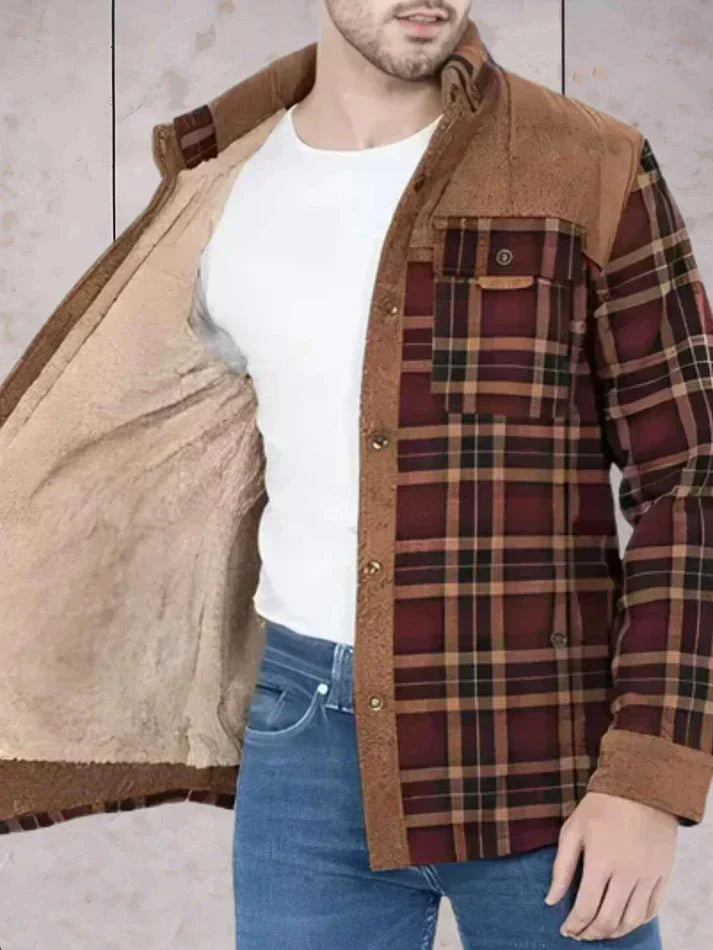 Men's Fleece-Lined Flannel Jacket - Cozy, Stylish, and Warm