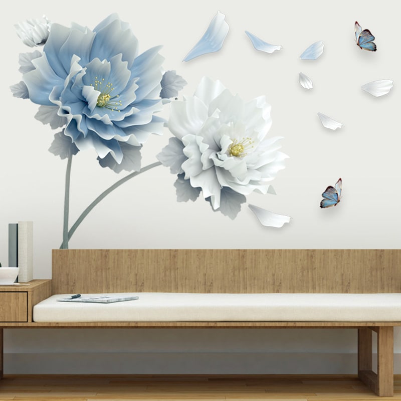 Floral Wall Decal with Custom Flower Stickers Removable Peel and Stick with Butterflies and Petals - Image 2