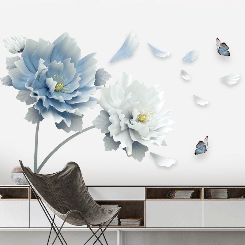 Floral Wall Decal with Custom Flower Stickers Removable Peel and Stick with Butterflies and Petals - Image 3