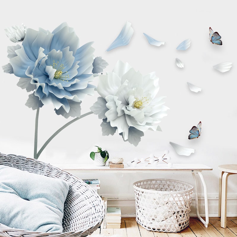 Floral Wall Decal with Custom Flower Stickers Removable Peel and Stick with Butterflies and Petals - Image 4