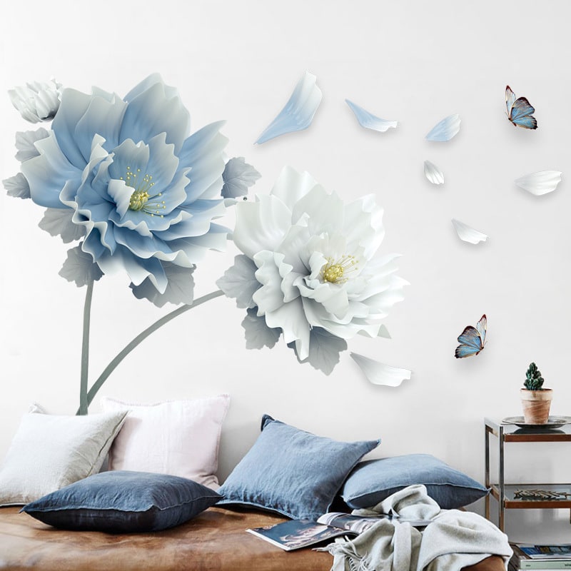 Floral Wall Decal with Custom Flower Stickers Removable Peel and Stick with Butterflies and Petals - Image 5
