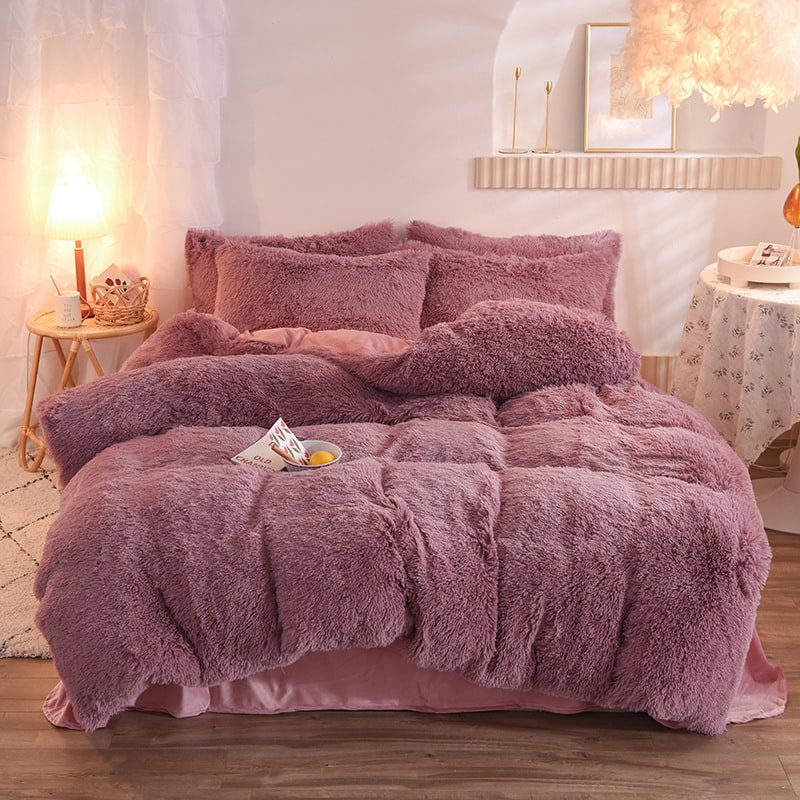 Fluffy Faux Fur Duvet Cover Set for King Queen Size with Shaggy Plush Bedding and Pillowcase - Image 10