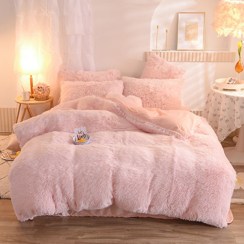 Fluffy Faux Fur Duvet Cover Set for King Queen Size with Shaggy Plush Bedding and Pillowcase - Image 11