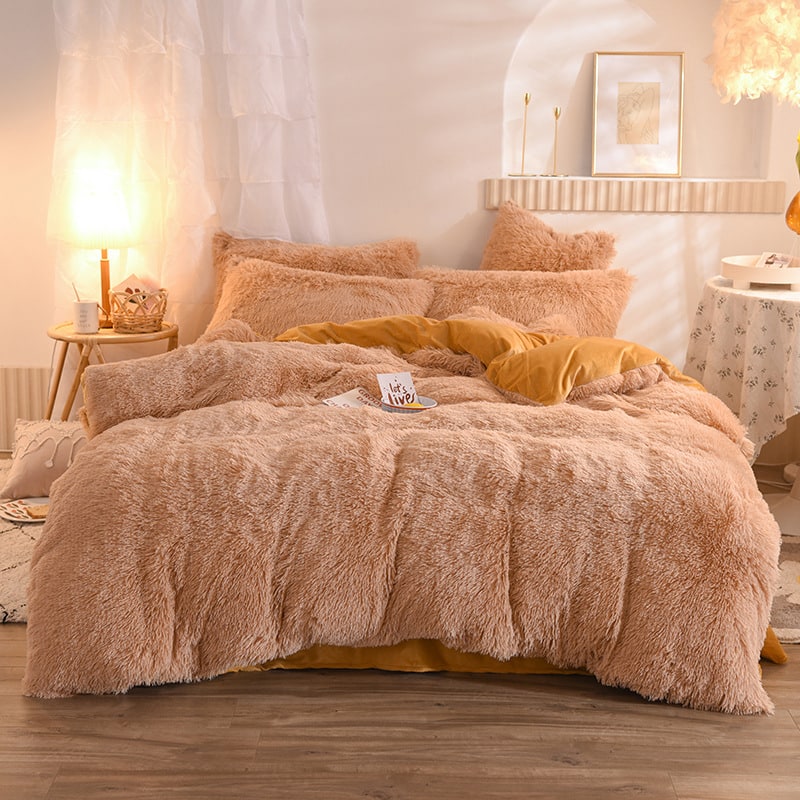 Fluffy Faux Fur Duvet Cover Set for King Queen Size with Shaggy Plush Bedding and Pillowcase - Image 15