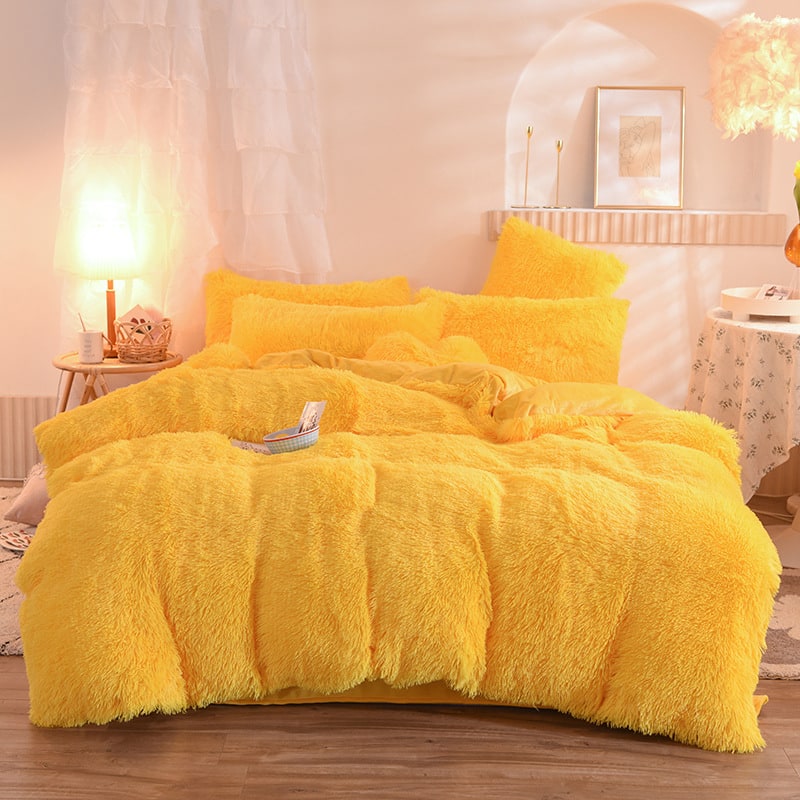 Fluffy Faux Fur Duvet Cover Set for King Queen Size with Shaggy Plush Bedding and Pillowcase - Image 2