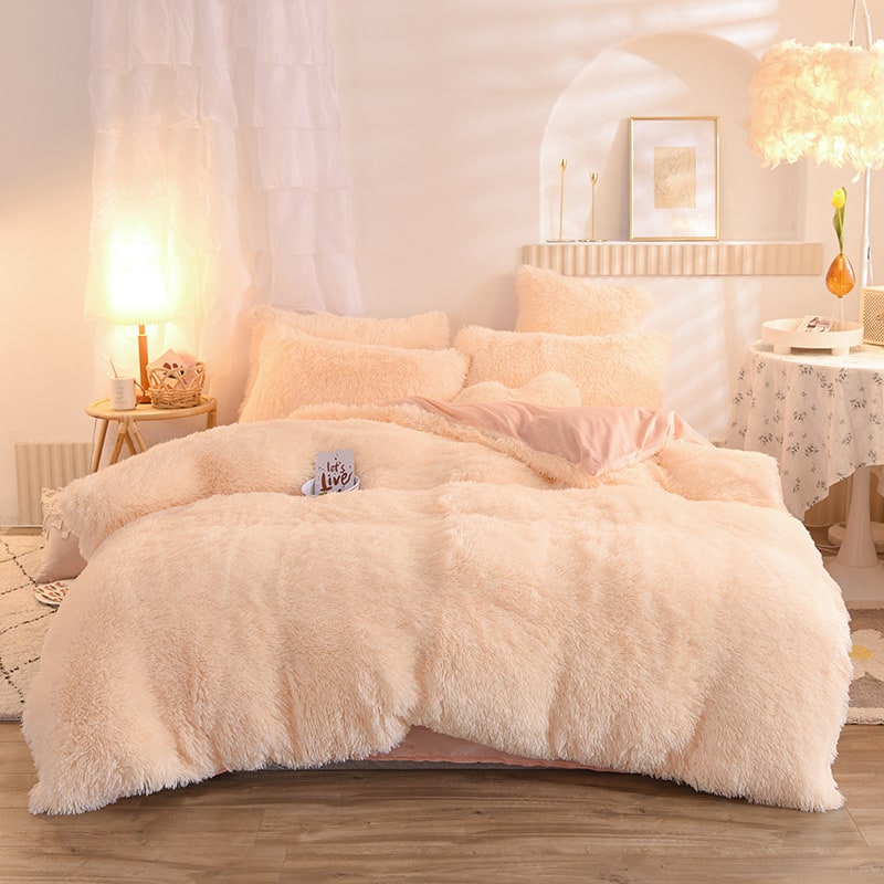 Fluffy Faux Fur Duvet Cover Set for King Queen Size with Shaggy Plush Bedding and Pillowcase - Image 6