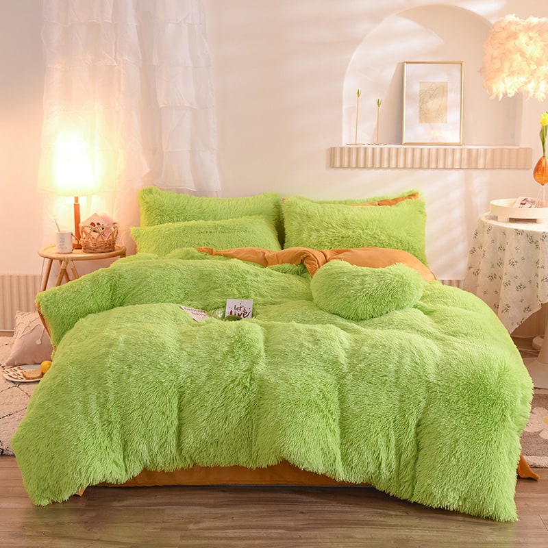 Fluffy Faux Fur Duvet Cover Set for King Queen Size with Shaggy Plush Bedding and Pillowcase - Image 7
