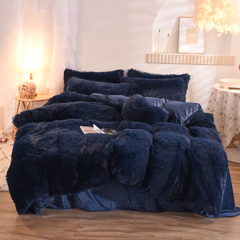 Fluffy Faux Fur Duvet Cover Set for King Queen Size with Shaggy Plush Bedding and Pillowcase - Image 8