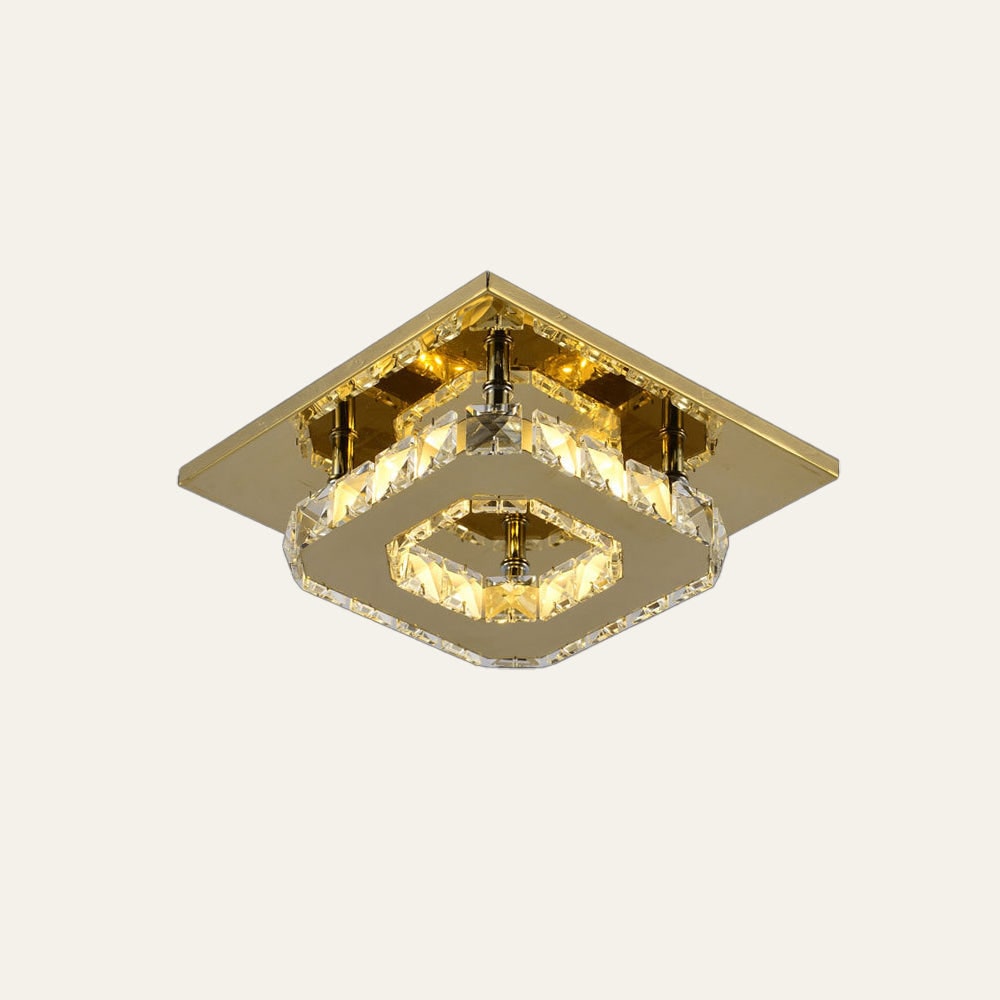 Flush Mount Ceiling Light with Faceted Crystal Blocks and Integrated LED - Image 10