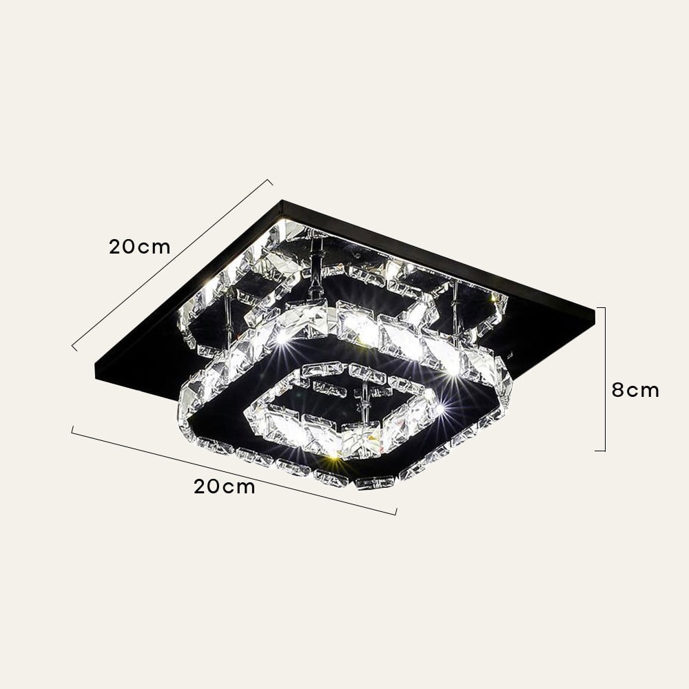 Flush Mount Ceiling Light with Faceted Crystal Blocks and Integrated LED - Image 13